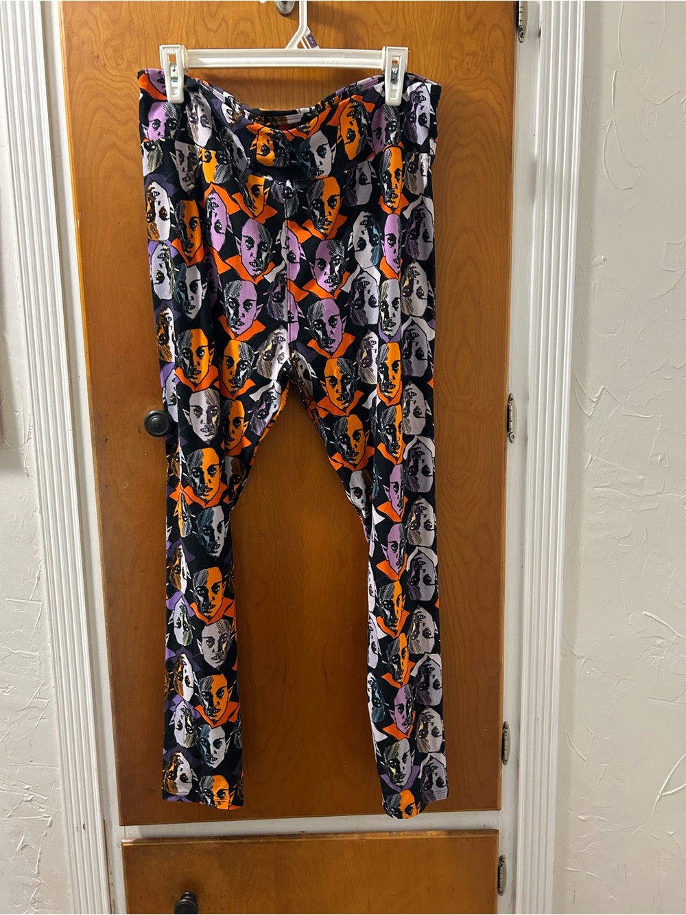 Lularore Nosferatu themed Leggings in Black, Orange & Purple